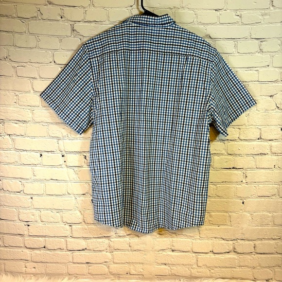 NWT GAP Men’s Short Sleeve Blue Checked Button Down Shirt Size XL - Picture 2 of 8